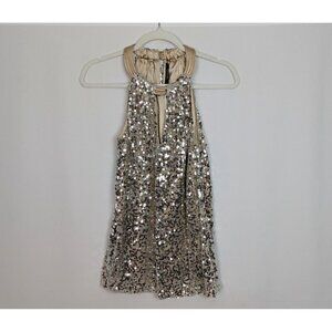 NEW $178 Elie Tahari sz. XS Dressy Hope Blouse Gold Sequin Top Event Party Shirt